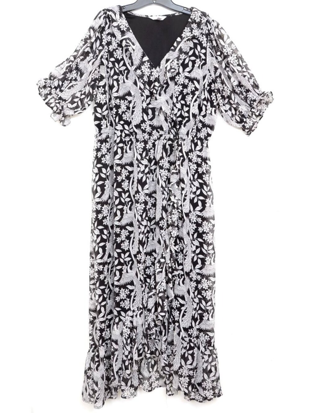 Lauren Conrad Women's PLUS 1X Floral Ruffle Sleeve Midi Dress Romantic Dress